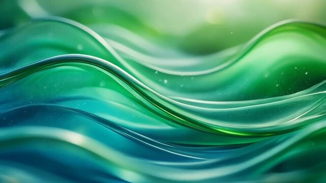 Shimmering emerald glass waves flowing gently toward harmony and renewal perfect for advertising presentation and technology background videos