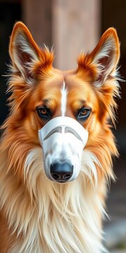 Brown borzoi with white face mask and eyebrows, animal, eyebrows