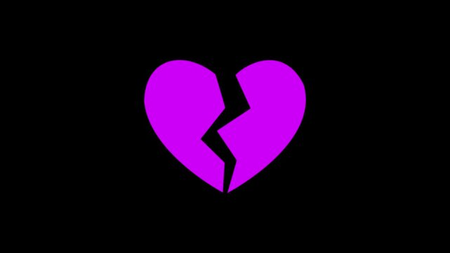 broken hart vector glowing video concept.4k motion graphics video animation