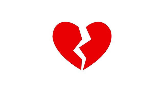 broken hart vector glowing video concept.4k motion graphics video animation