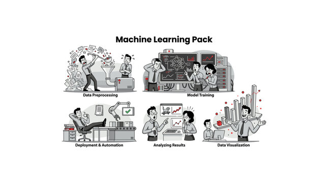 Machine learning pack with various stages like data preprocessing and model training.