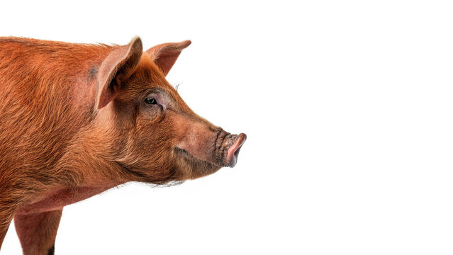 Live domestic pink pig farm livestock mammal animal head isolated on a transparent background