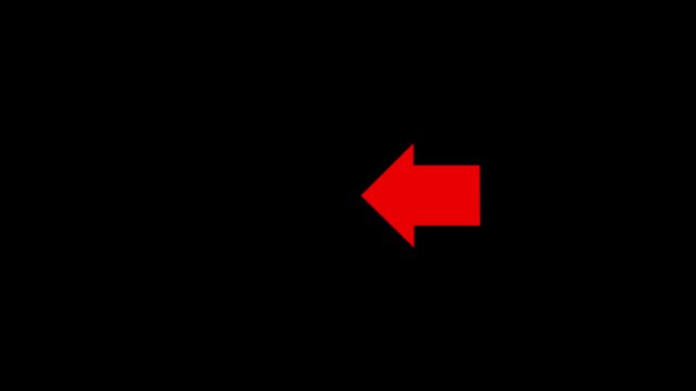 Animated Yellow Left arrow on black background. Left Moving arrows to the side Animation