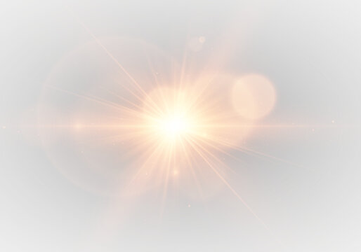 Glowing Starburst with Bright Lens Flare and Light Rays. Sparkling Glitter, Radiant Glow, Soft Shine, Magical Light Effect.