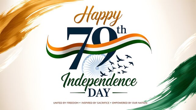 Happy 79th independence day of india with tricolor design