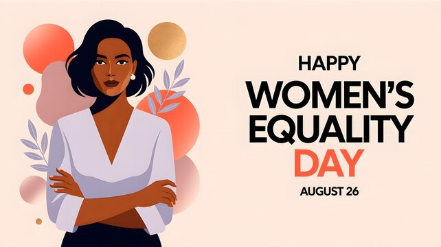 Happy women equality day illustration with confident woman