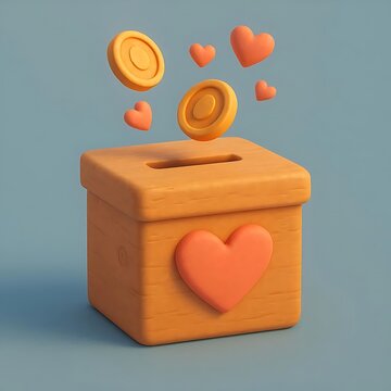 Cute 3D Charity Donation Box Illustration