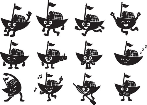 Funny Cartoon Cats Seamless Pattern Collection with Cute Animal Characters Vector Illustration Set on White Background