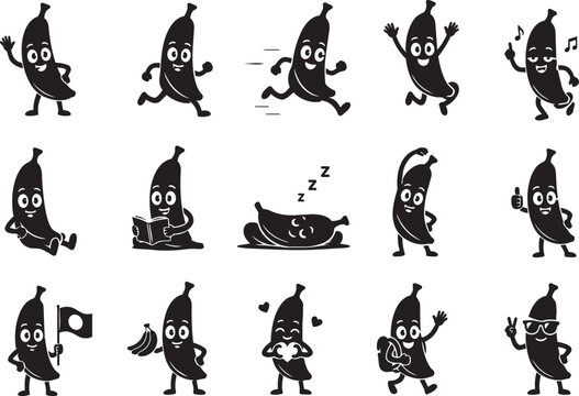 Animal Silhouette Collection Vector Illustration Set with Black Cartoon Cat Dog Bird Bear Rabbit and Domestic Mammal Icons Isolated on White Background