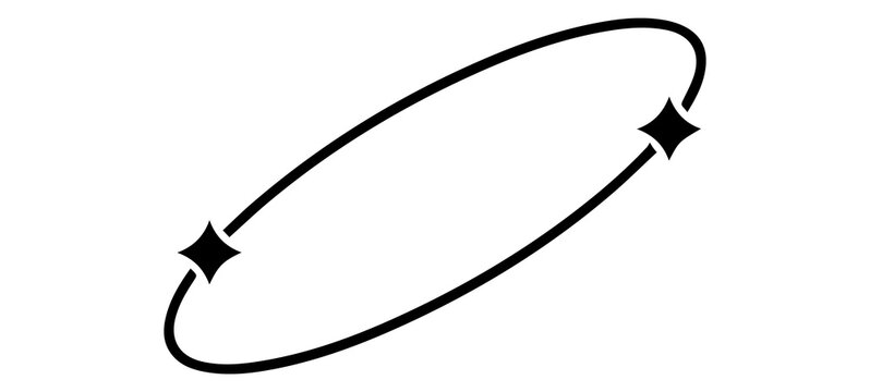 Black circular orbit arrow ellipse ring symbol continuous rotation loop minimal abstract technology icon design isolated png