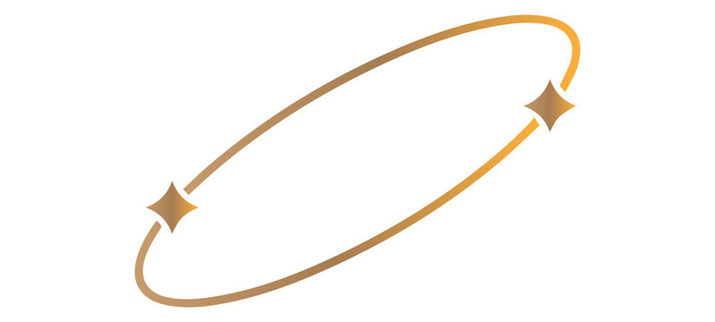 Golden swoosh orbit ellipse ring with arrows circular motion abstract elegant logo design isolated png