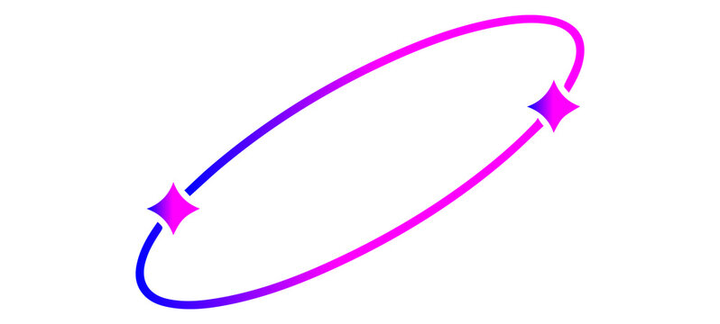 Neon gradient ellipse ring orbit arrows circular motion loop abstract tech logo design isolated png
