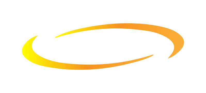 Orange gradient swoosh ellipse ring dynamic motion curve abstract logo design isolated png