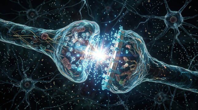 Synaptic transmission between neurons in the human brain
