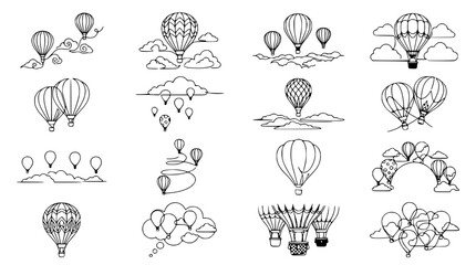 Hot Air Balloons Collection: Hand-Drawn Vector Graphics for Travel and Adventure Themes © Akun