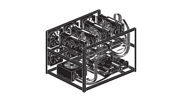 Cryptocurrency Mining Rig Illustration - Digital Currency Hardware Setup