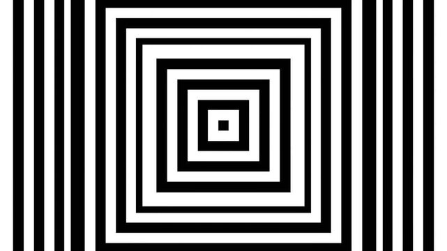 Abstract concentric square pattern with rhythmic pulse and alternating high-contrast tones. Seamless geometric op art background featuring hypnotic motion and mathematical symmetry.