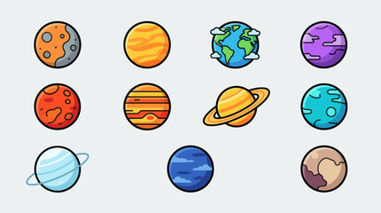 Collection of stylized planets and celestial bodies © Masha