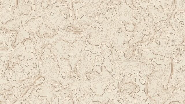 Minimal animated topographic contour map with fine terrain lines on textured cream paper, featuring subtle breathing motion, organic depth, and seamless looping abstract background.