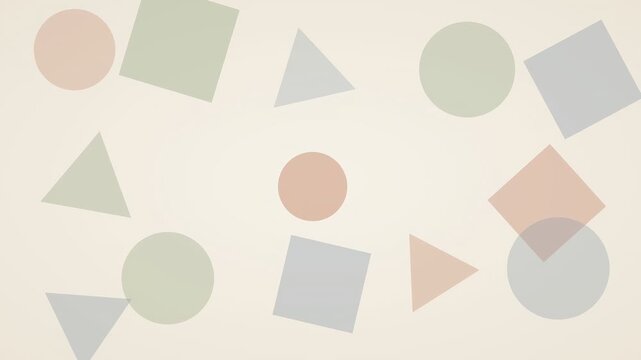 Minimal geometric background featuring muted circles, squares, and triangles on a warm off-white canvas. Soft transparent overlaps create a calm, modern abstract design.