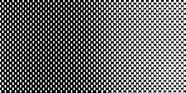Checkered pattern transitioning from rectangles to circles black and white