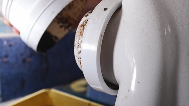Dismantling dirty sewage pipe in a bathroom