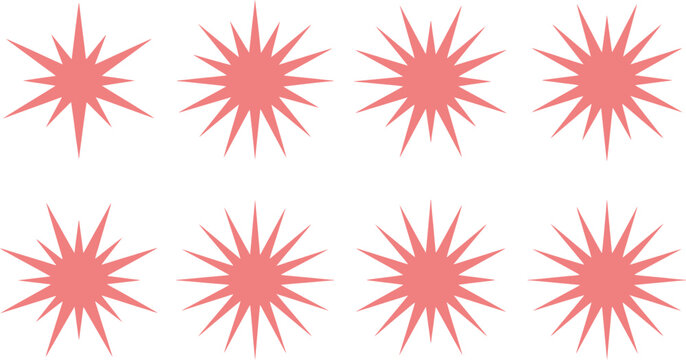 Pink Starburst Sparkle Geometric Shape Vector Set for Graphic Design, Decorative Patterns & Creative Branding Elements (EPS)