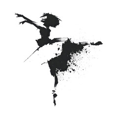 Obraz premium Ballet dancer creating art through movement and expression in a simple black and white design