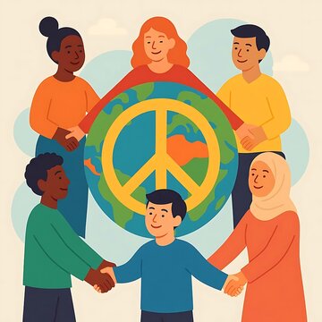 Diverse People Holding Hands for World Peace