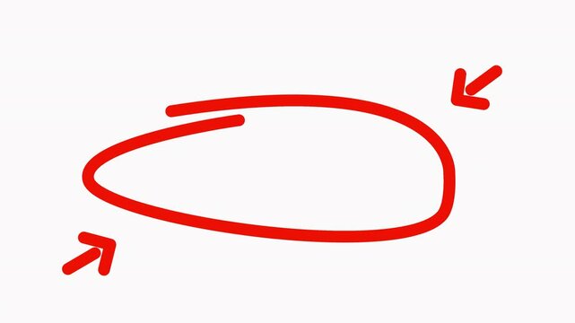 Hand drawing Red circle marker with an arrow pointing alpha channel 4K