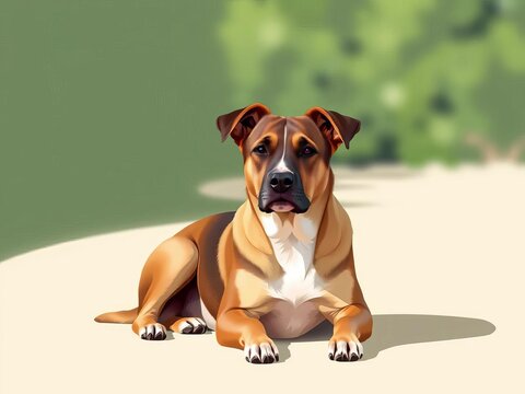 Braque Drauvergne dog sitting relaxed facing front vector illustration, Graphics, Canine expressions