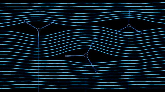 Wind Turbine Airflow Simulation HUD, Abstract Wind Energy Infographic Grid Element, Clean Power Telemetry 