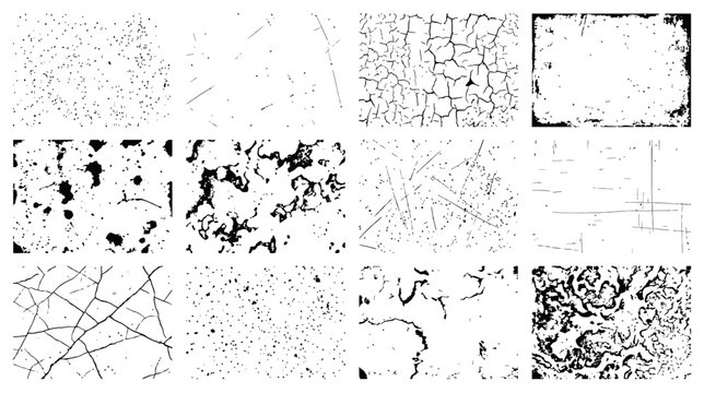 Distressed Grunge Texture Overlay Set With Scratches And Ink