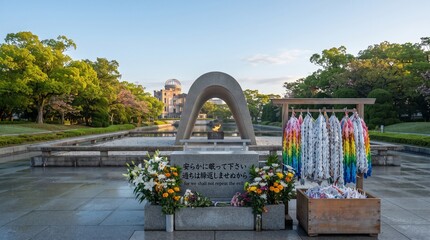 Obraz premium Peace Memorial Park in Hiroshima, Japan A Monument to Remembrance and Hope