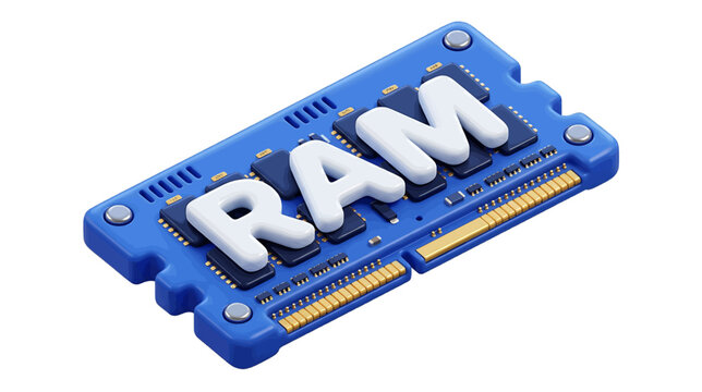 Vector illustration of 3d illustration of a ram memory module on a transparent background
