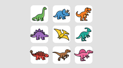 Colorful dinosaur icons set © Masha