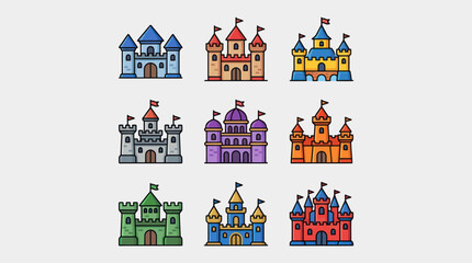 Colorful fantasy castle illustrations © Masha