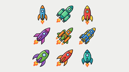 Colorful rockets flying upward © Masha