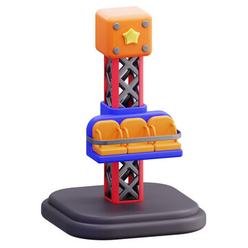 3D Drop Tower Ride Amusement Park Thrill Attraction Fairground Carnival Entertainment Theme Park Fun