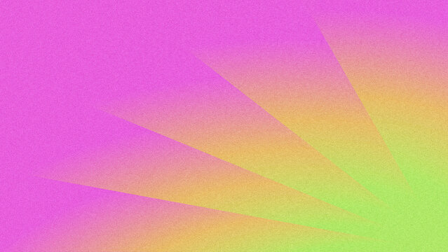 Abstract textured noise background featuring smooth radial diagonal rays gradient shifting from vivid magenta purple through blush pink, warm orange, pale yellow to soft lime green.