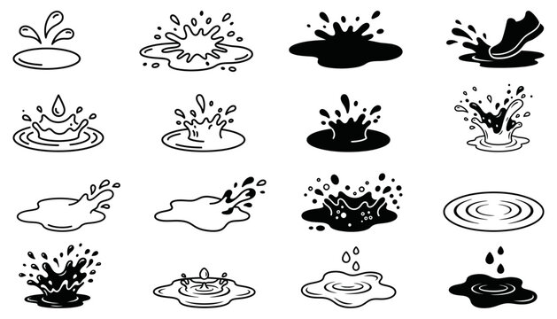 Mud Splash, Dirt Splatter, Liquid Soil, Grunge Splash and Ground Texture Vector Collection
