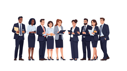 Obraz premium Diverse Business Professional Team Illustration Isolated on White