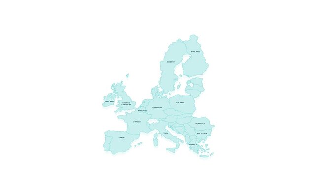 Animated element for geographic infographics - map of EU countries