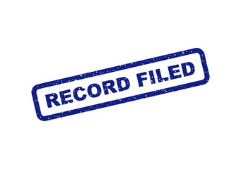 Obraz premium Blue rectangular rubber stamp with the text record filed isolated on transparent background