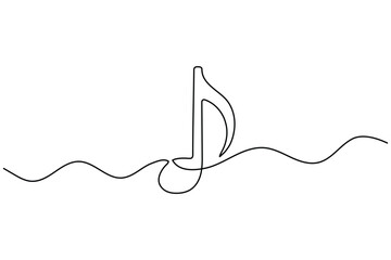 Obraz premium Music Note One Line Art Minimal Continuous Line Icon