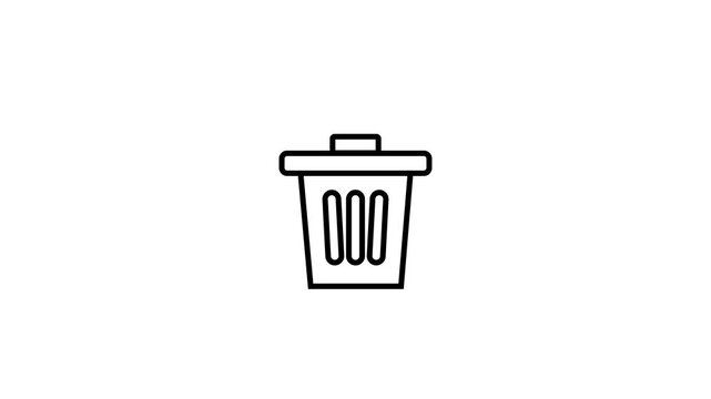 Minimalist trash can animation with deleting files effect, simple line for digital interface and user experience