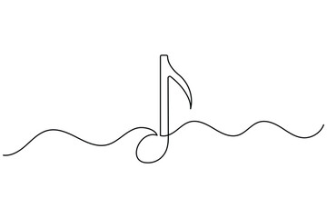Fototapeta premium Music Note One Line Art Minimal Continuous Line Icon