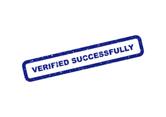 Obraz premium Blue rubber stamp with the text verified successfully isolated on transparent background