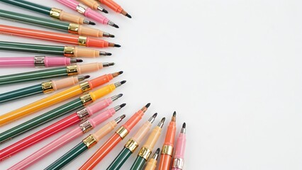 Fototapeta premium Assorted colorful felt tip pens arranged diagonally isolated on a transparent background