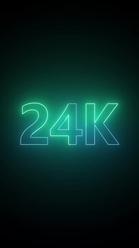 Neon glowing 24k text animation with flickering light effect on dark background.